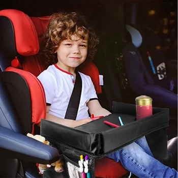 

Baby Car Table Kids Car Seat Tray and Travel Tray for Eat & Play Kids Travel Organizer Tray with Waterproof Nylon Surface