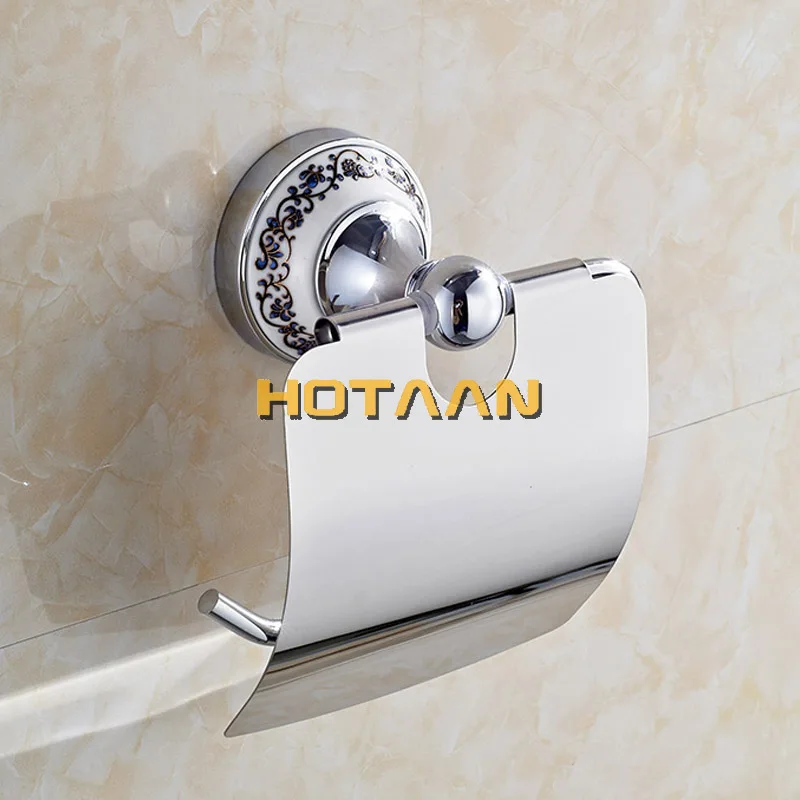 Hot Sale And Retail Promotion NEW Ceramic Chrome Brass Wall Mounted Toilet Paper Holder Waterproof Tissue Bar 11892