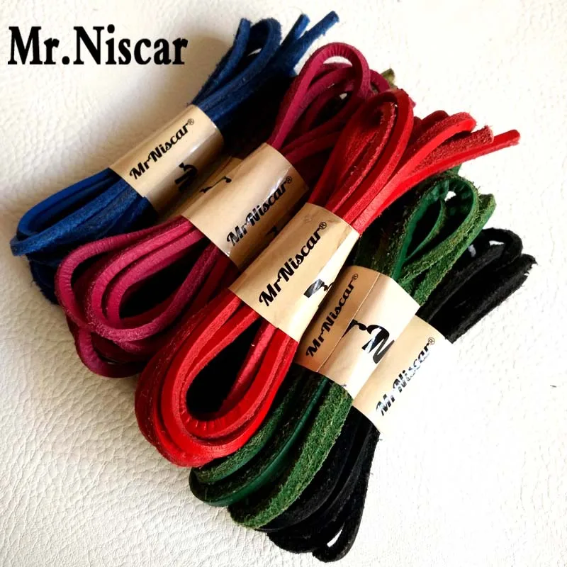 

Mr.Niscar 1 Pair Genuine Cowhide Square laces Boat Shoes Shoelaces Retro Leather Boots Shoestring Length 60CM-180CM