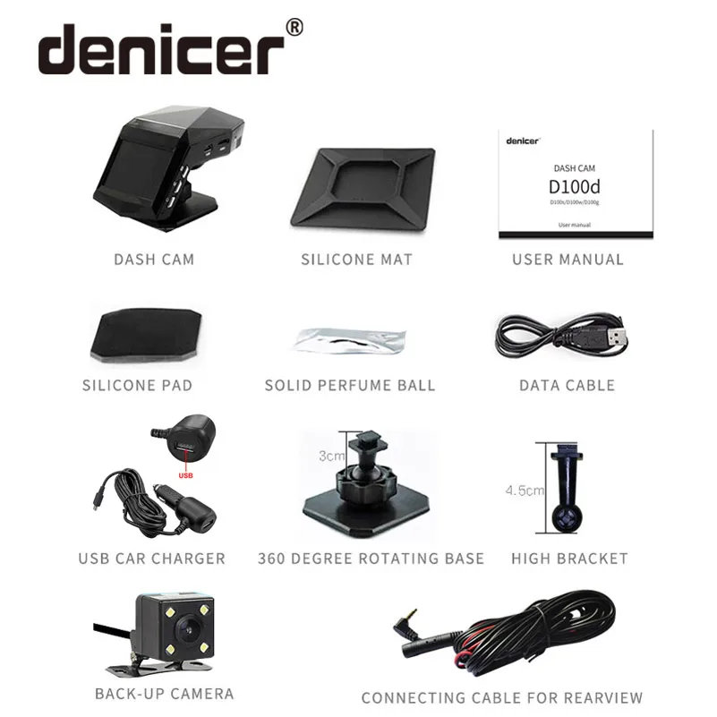 Denicer Full HD 1080P видеорегистратор с двумя объективами Novatek 96658 DVRS 170 градусов