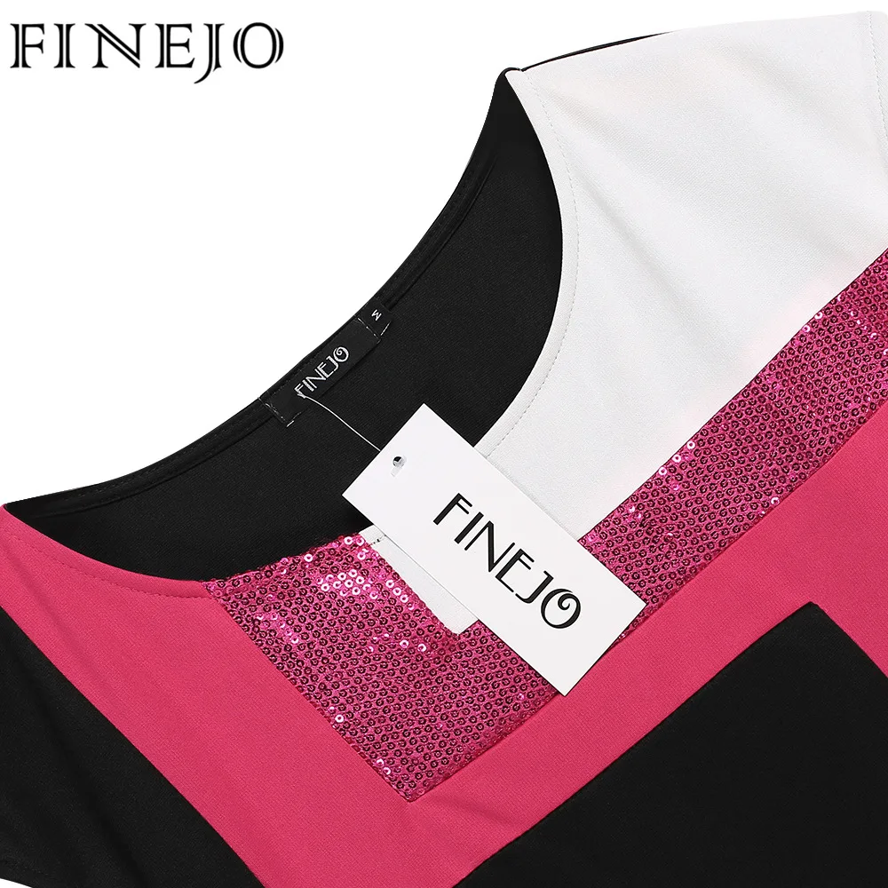Finejo Для женщин модные пикантные облегающее платье vestidos геометрических Лоскутная