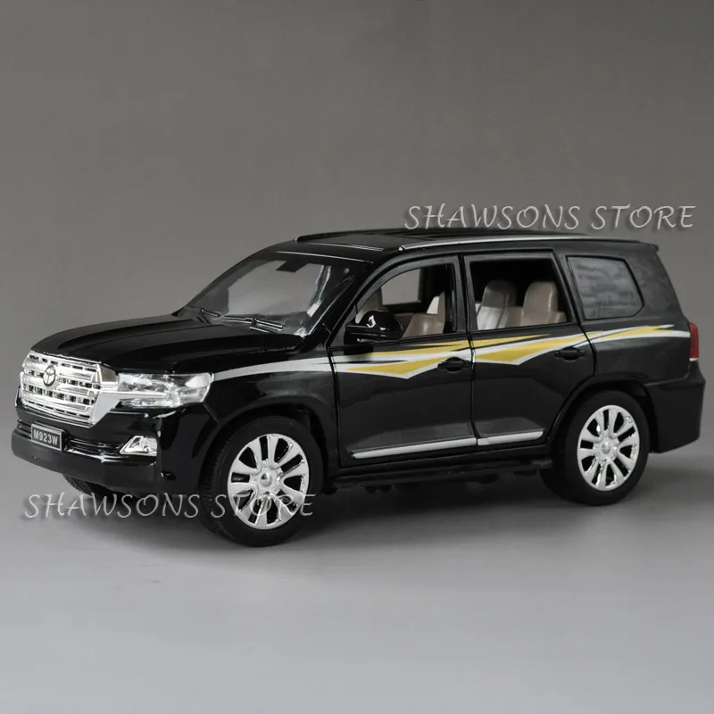 Литая 1:24 Модель автомобиля игрушки Toyota Land Cruiser SUV Реплика оттягивание w/звук и свет