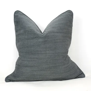 

Nordic Style 77% Polyester 23%Sticky Cushion Cover Piping Design Sofa Coffee Gray Khaki Pillow Case Thickened Without Stuffing