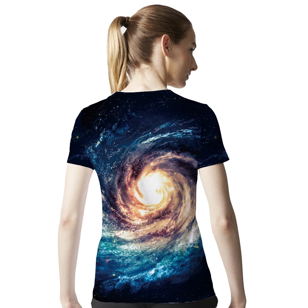 Футболка женская летняя с принтом туманности и коротким рукавом|brand t shirt women|fashion