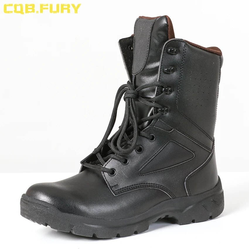 

CQB.FURY Spring Mens Tactical Black Boots Army Combat Wearable Breathable Boots Solid Zipper Military Boots size38-46 ZD-HM