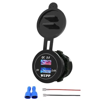 

Universal Waterproof 12V 24V QC 3.0 Dual USB Car Fast Charger Power Adapter With LED Indicator For iPhone Samsung Xiaomi Android