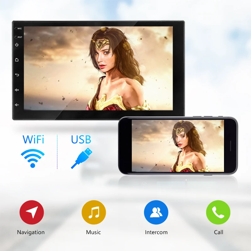 Android 8.1 2 Din 7 inch HD 4 Core Touch Screen Car radio Multimedia Player Universal Bluetooth autoradio GPS MAP Mirror Link