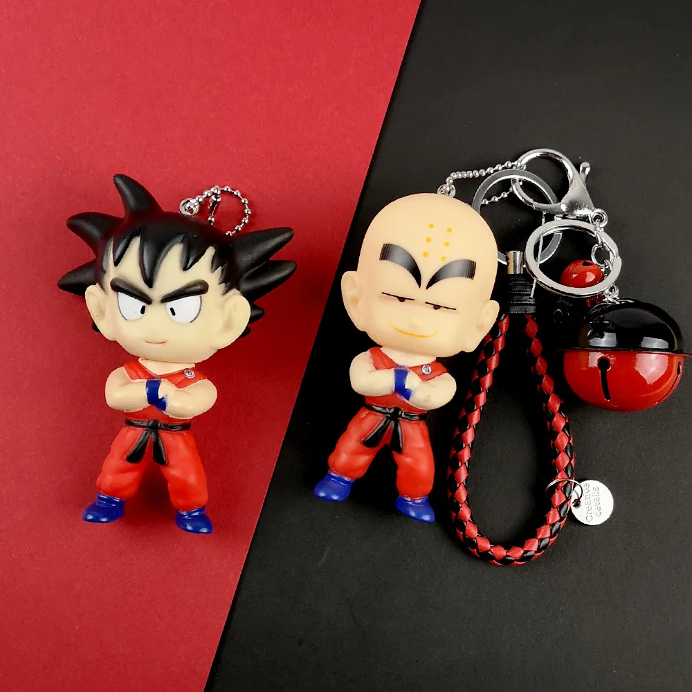 

Cute Anime Llavero Dragon Ball Monkey Keychain Goku PVC Key Chain Leather Rope Key Ring Pompon Fur Pom Pom KeyChains Bag Pendant