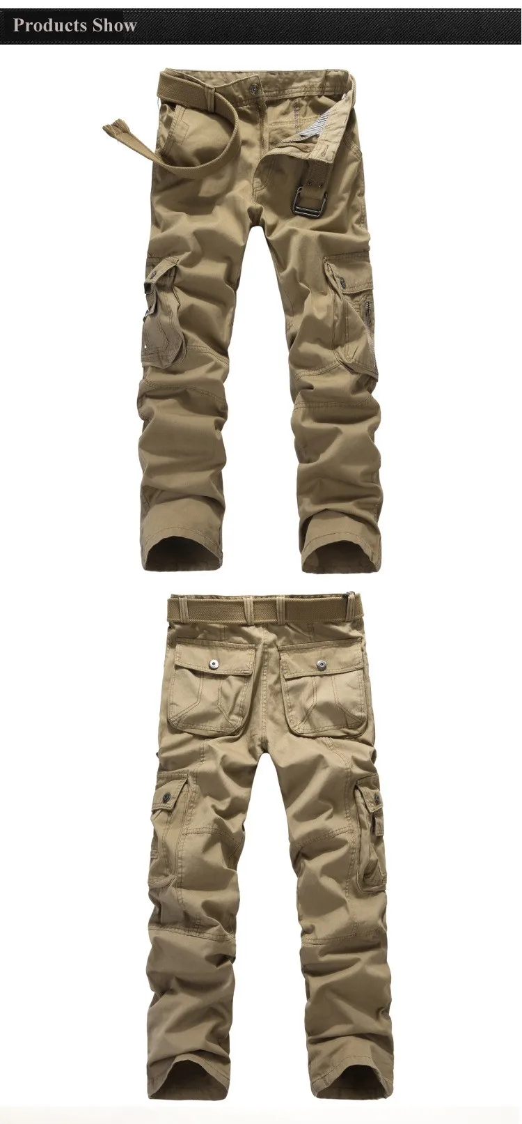 Модные Для мужчин брюки-карго Slim Fit Для мужчин модно длинные штаны мульти-карманы Повседневное Для мужчин военные штаны