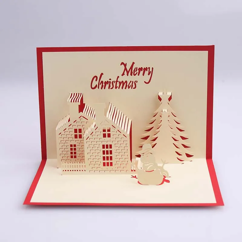 

100pcs Christmas Cards 3D Pop Up Merry Christmas Series Handmade Custom Greeting Cards Xmas Gifts Souvenirs Postcards ZA5176