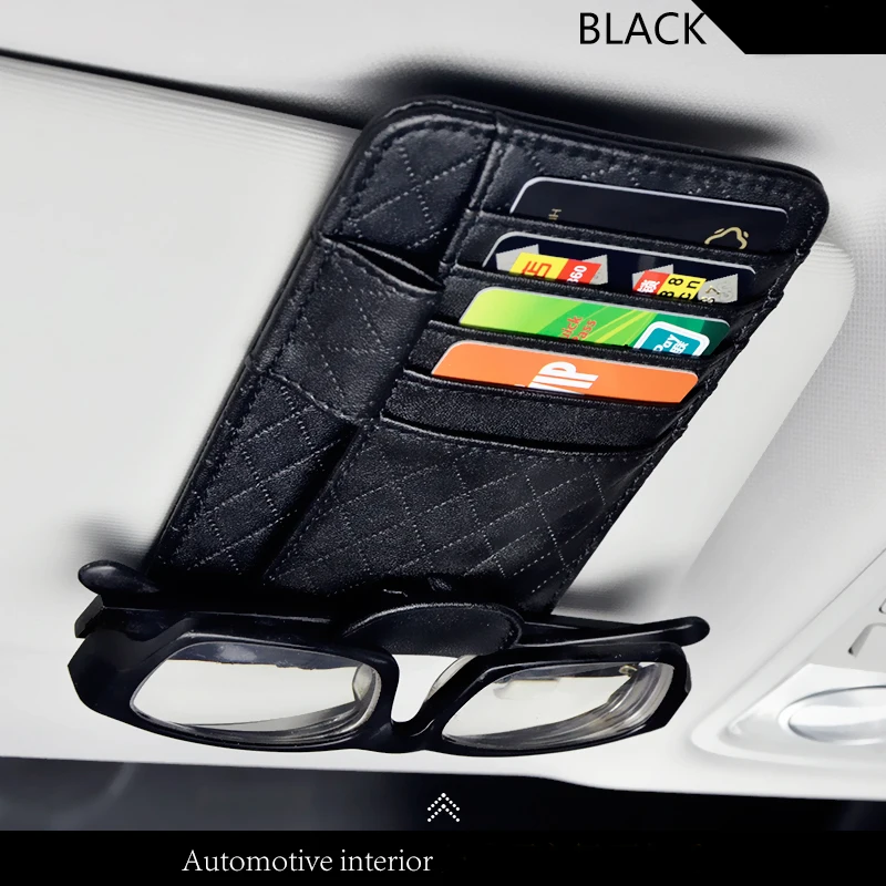 

Multifunction leather Car Sun Visor Card Holder Glasses holder Storage Organizer Car Hanging Bag car Tidying Accessories Pocket