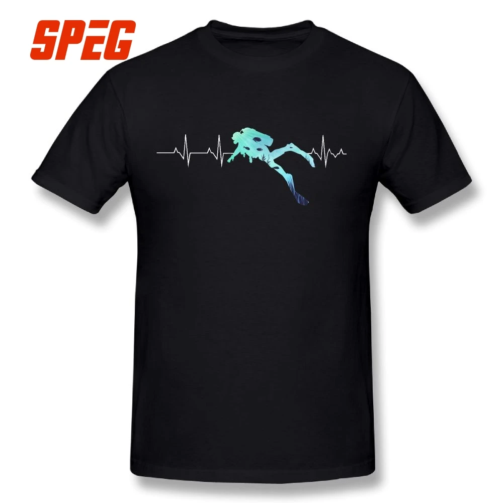 

Scuba Dive Heart Beat Best Gift for Diver T-Shirts Summer Short Sleeves Soft Mens Tee Shirts Pure Cotton T Shirts