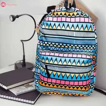 

Casual Women Waterproof Oxford Bagpack Unisex Geometry Print Backpacks Big Capacity Travel Laptop Schoolbag