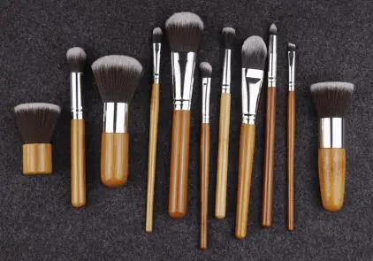 11 шт. профессиональные инструменты для макияжа Pincel Maquiagem бамбуковая ручка макияж Косметические маскирующие тени для век набор кистей