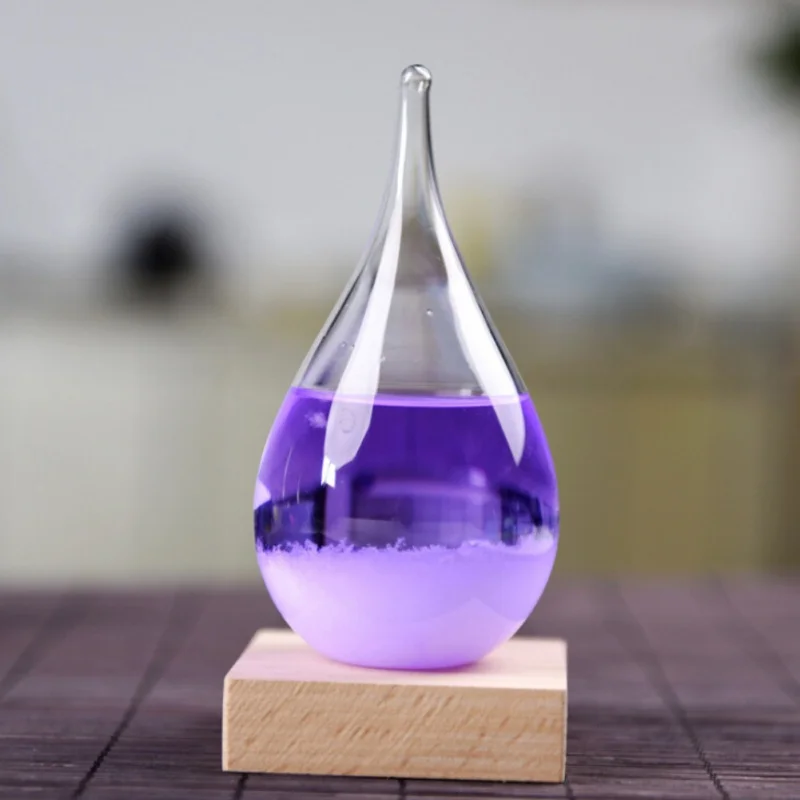 Прозрачная бутылка с каплями воды, погода, штормовое стекло, жидкое дерево, основа, украшение для дома, Свадебный декор, подарок для рукоделия - Цвет: Фиолетовый