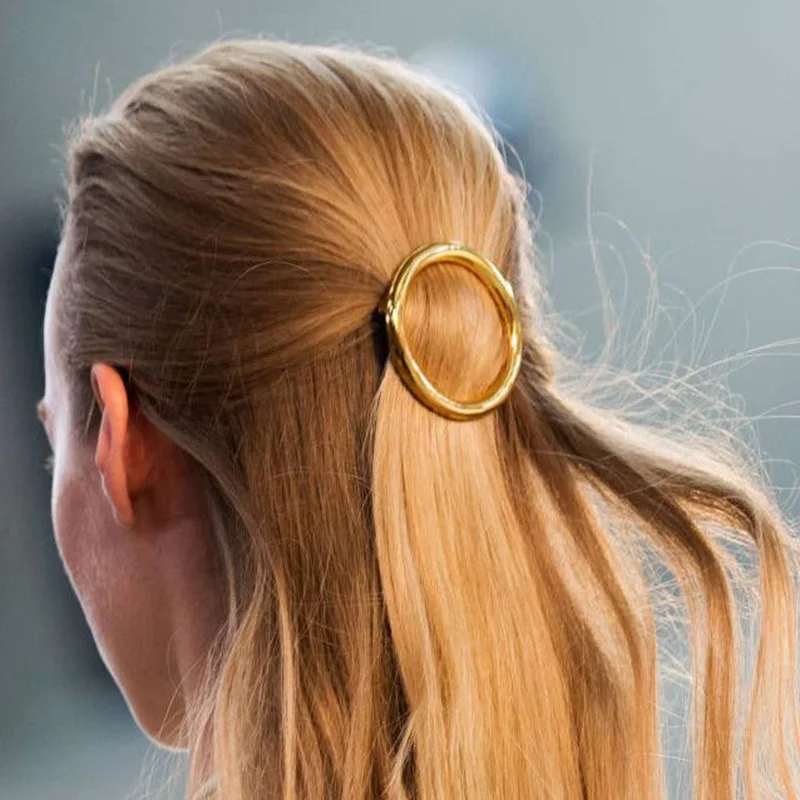 

Korean Style Circle Women Hair Clips Gold Silver Metal Hairpins Barrette Female Girls Hair Accessories