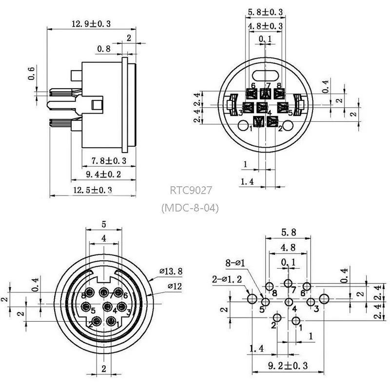 Мини 8Pins PS2 Jack DIN S клеммные коннекторы разъем 8P 20 шт. 180 градусов|Соединители| |