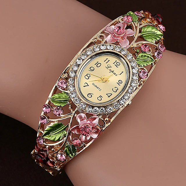 Fashion Multicolor Flower Bracelet Watch Women's Watches Rhinestone Ladies Watch Fashion Multicolor Flower Bracelet Watch Women's Watches Rhinestone Ladies Watch