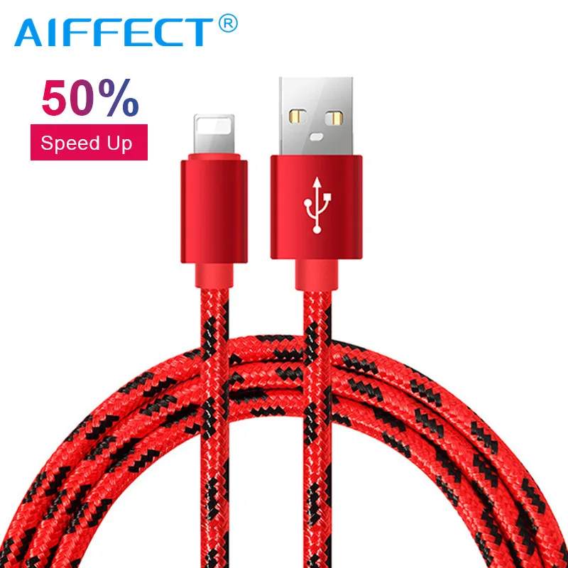 AIFFECT USB Cable For iPhone Xs Max Xr X 8 7 6 6s Plus 5 5s Mobile Phone Charger Cord USB Data Cable 2A Nylon Metal Wire 01