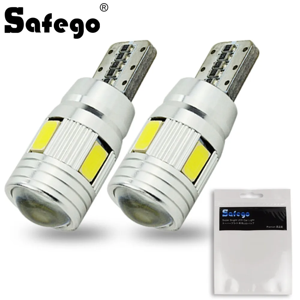 

Safego 2pcs Car LED T10 W5W 6SMD 5730 Auto interior Exterior Clearance Lights Wedge Bulbs Canbus 194 168 LED Dome Lamp