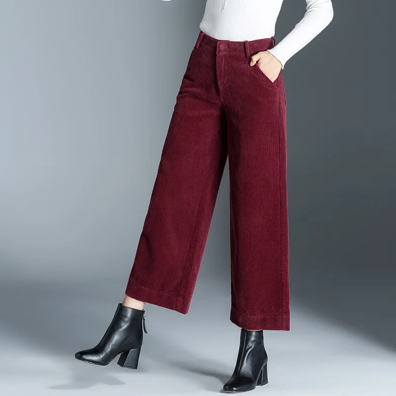 Women's Pants New High Waist Corduroy Loose Wide Leg Pants Women Autumn ...