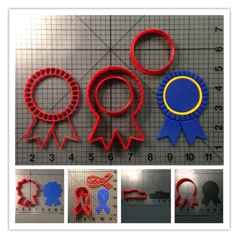 Custom Made 3D Printed Cookie Cutters Ribbon Series Fondant Cupcake