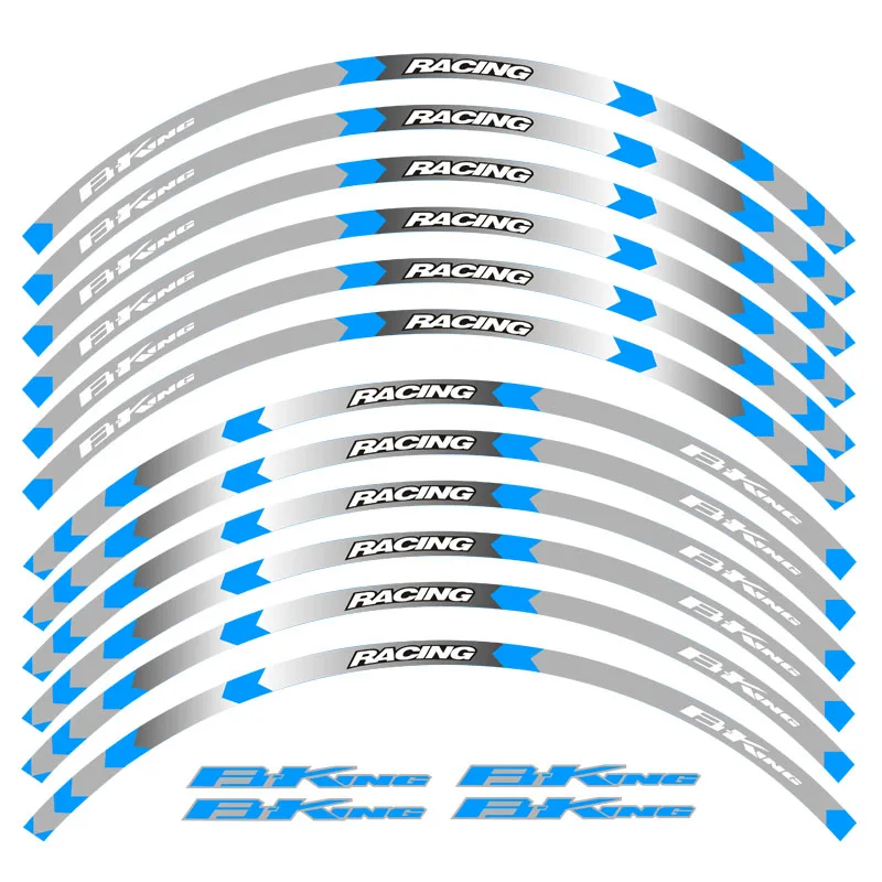Обода мотоцикла, полосы, наклейки, 17 дюймов, клейкая отражающая лента для SUZUKI B-King 400 600 1300, Светоотражающая наклейка - Цвет: B Blue
