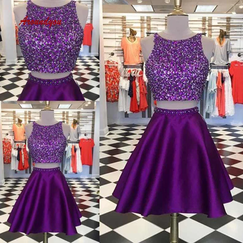 Sexy Purple Short Cocktail Dresses Two ...