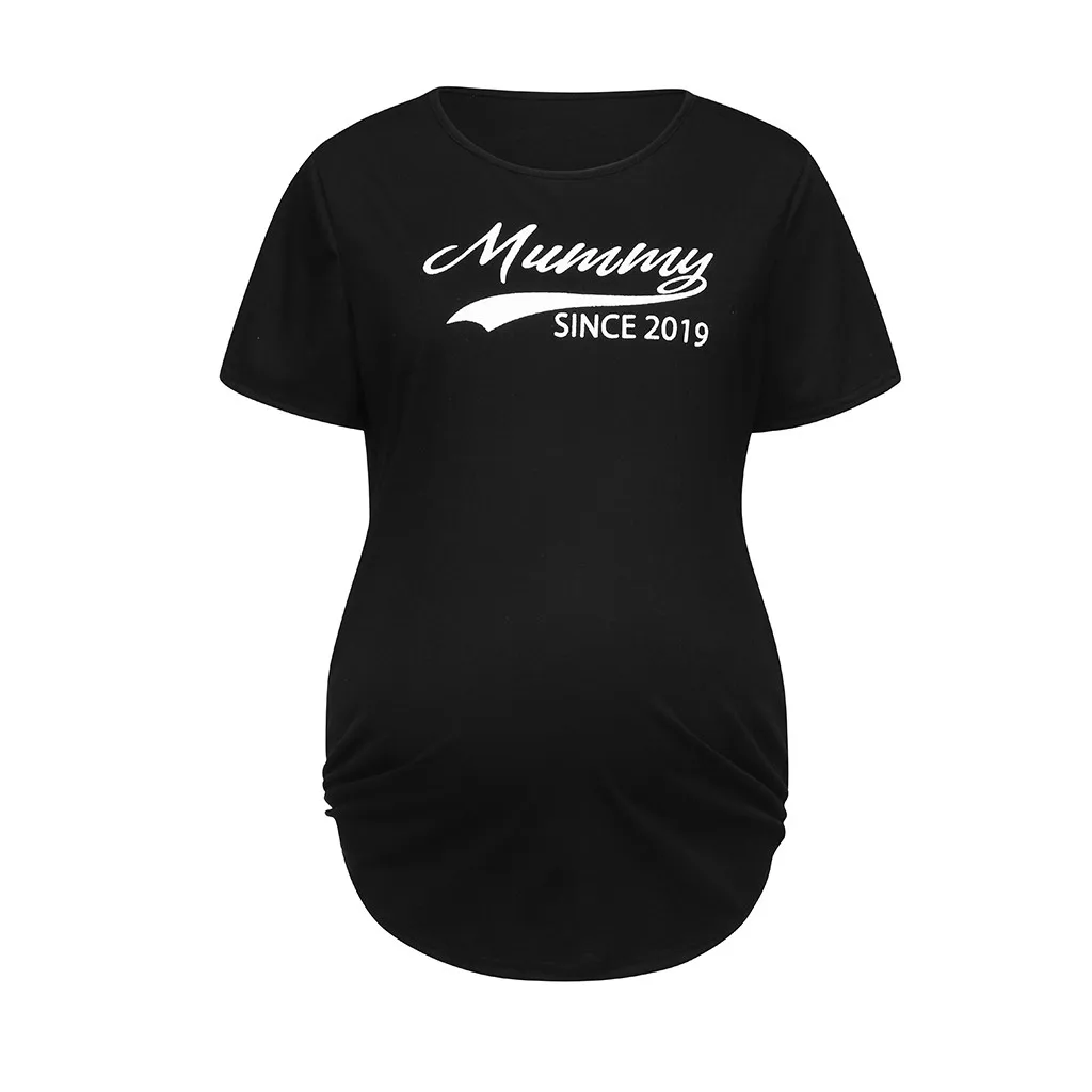 

TELOTUNY Maternity Blouse Cotton Women's Maternity Summer Short Sleeve Letter Print Tops T-shirt Pregnancy Blouse Clothes MARC20