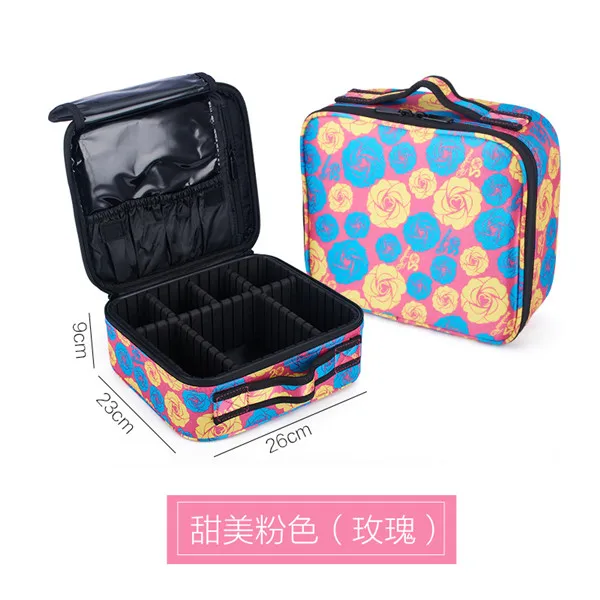 ZYJ Профессиональный органайзер для косметики коробка сумки комод путешествия макияж художника инструмент для ногтей сумка для косметики сумочка - Цвет: Pink Rose