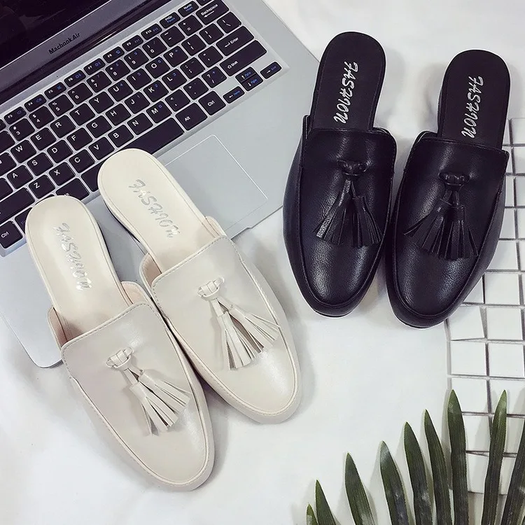 

PU black women shoes outdoor 2018 summer spring pink slippers ladies fashions luxury footwear mules designer loafer female house