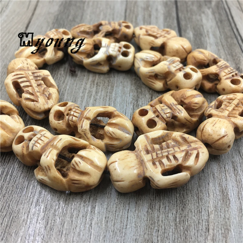 Бусины шармы в форме черепа 30 х18 мм 13 шт./лот MY0763|charm beads|ox bone beadsbone beads |