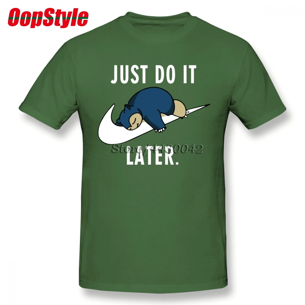 Аниме забавная Snorlax футболка для мужчин дропшиппинг Лето короткий рукав хлопок плюс размер пользовательские командные футболки 4XL 5XL 6XL - Цвет: Армейский зеленый