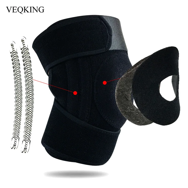 

VEQKING 1Pcs Adjustable Knee Support Brace Professional Patella Double Spring Sport Support Improve Kinesiology Fitness Mode