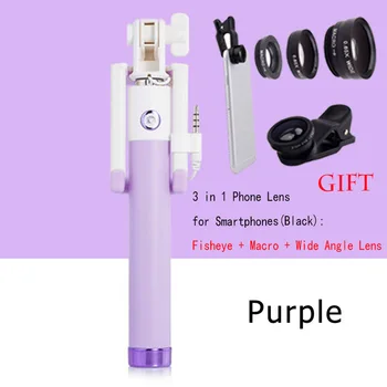 

KF17-Gen.2 Wired Handheld Selfie Stick Monopod + Fisheye Macro Wide Angle Phone Lens for Samsung Galaxy Grand Prime G530 G530A