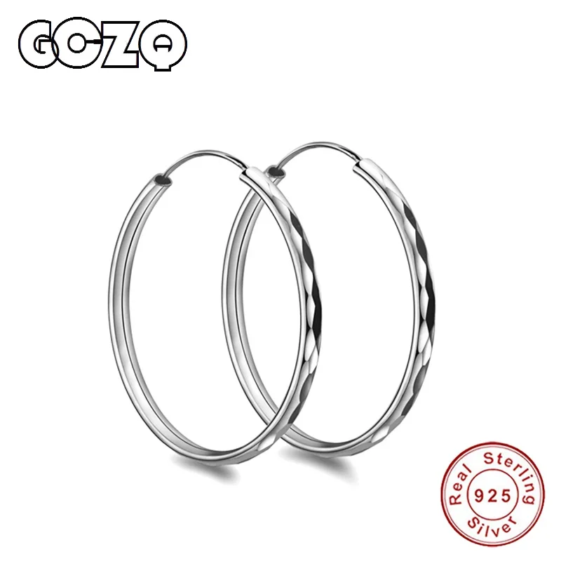 

GCZQ 100% 925 Sterling Silver Hoop Earring For Women Round Circle Loop Women Silver Earrings Woman Girl Party Wedding Silver