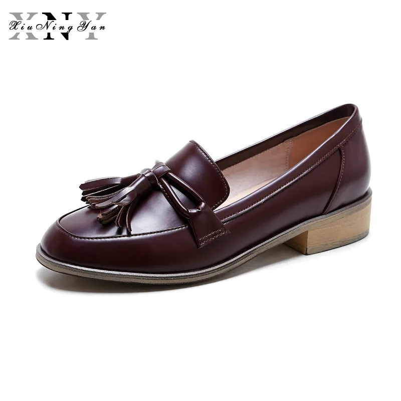 

XIUNINGYAN Loafer Shoes Woman Genuine Leather Women Flats Spring Autumn Footwear Slip on Flats Bling Glitters Women Shoes