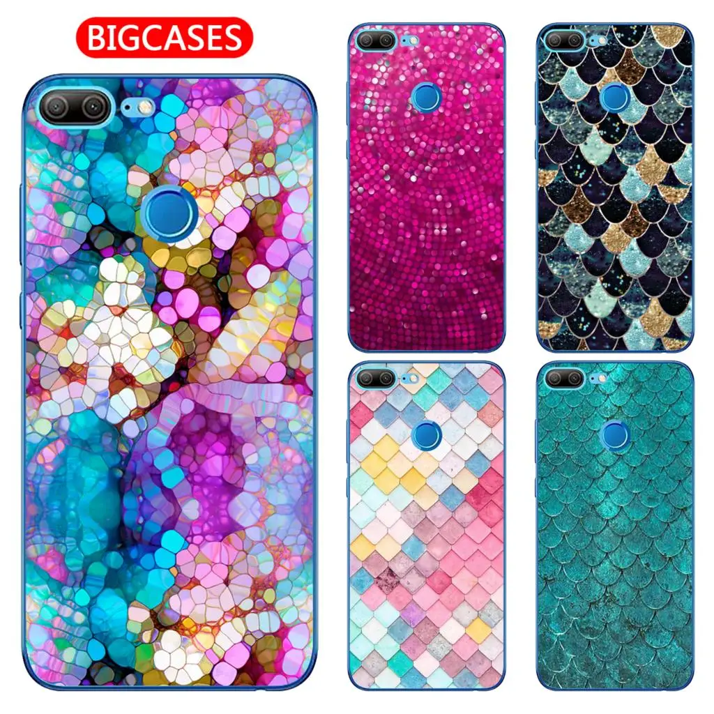 For Huawei Honor 9 Lite Case Cover 5.65&quot Soft TPU Silicone Cute Happy Color Fish Scales Flower Pattern Painted Phone Back |
