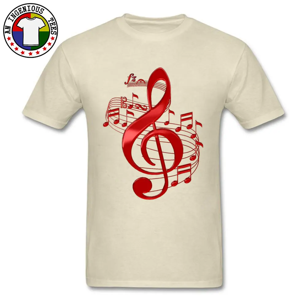 Printing Short Sleeve Tees VALENTINE DAY Crew Neck 100% Cotton Men T Shirt Custom Printing Clothing Shirt Hot Sale Red Treble Clef With Flowing Music Notes 6857 beige
