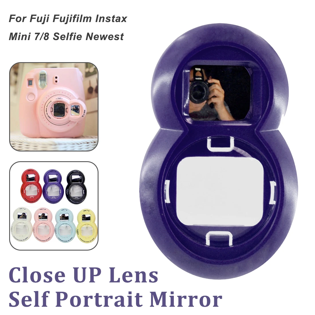 

Newest Cute Close-up Lens self-portrait mirror for Fujifilm Instax Mini 7s Mini 8/9 instant Camera Lens Cap Filter