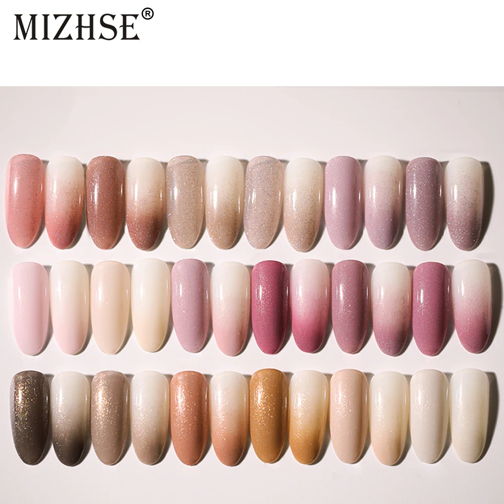 

MIZHSE 18ML Glitter Gel Nail Polish with Top Base Set Kit Soak Off UV Gel Nail Art Varnish Semi Permanent Gel Varnish Primer