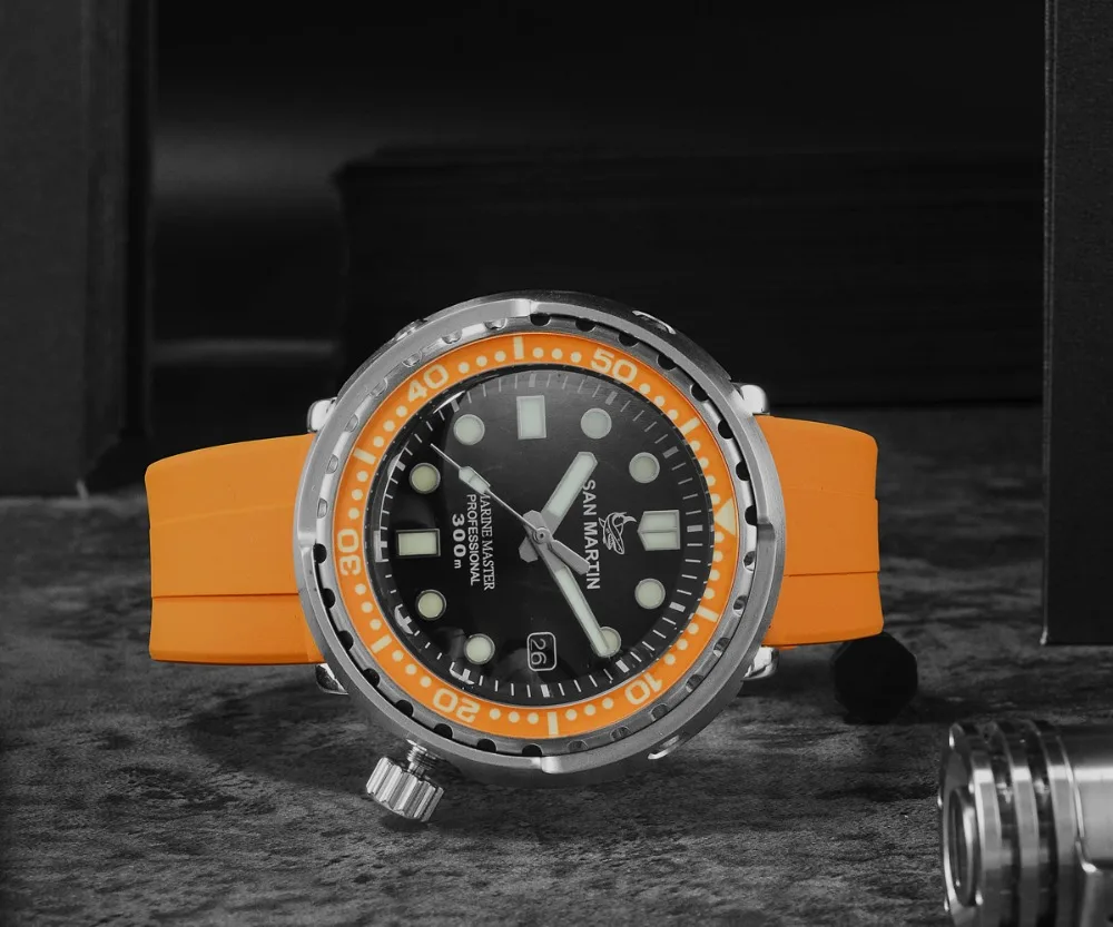 Lugyou San Martin сапфировое кольцо для часов SN003 Tuna Diver светящееся Отслеживание нескольких цветов