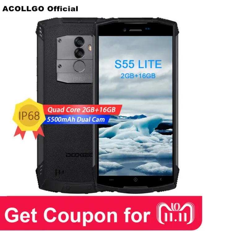 DOOGEE S55 lite IP68 Waterproof Rugged Mobile Phone 5.5