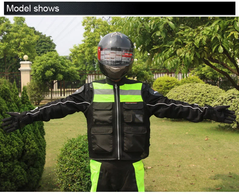 

Motorcycle Reflective Jacket High Visibility Vest Safety Waistcoat Warning Clothing Team Uniform with Back Protector JK-34