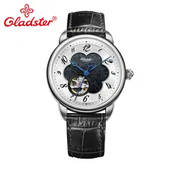Gladster Элитный бренд Японский MIYOTA 8N24 Мода автоматические механические для мужчин часы кожа золотой наручные скелет мужской