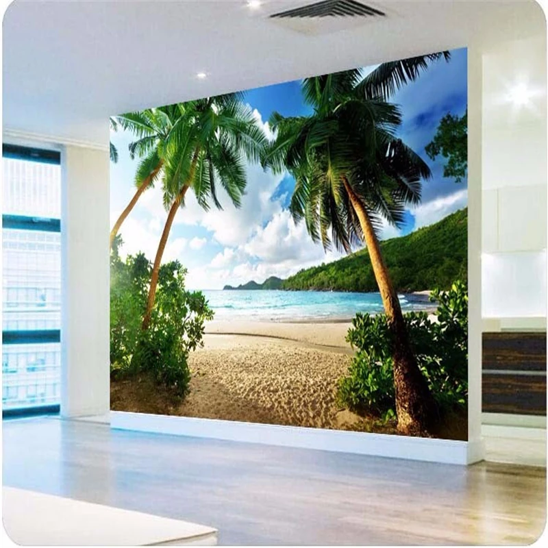 

papel de parede 3D photo wallpaper wall paper Sea palm beach island Travel TV sofa backdrop bedroom large wall mural wall paper