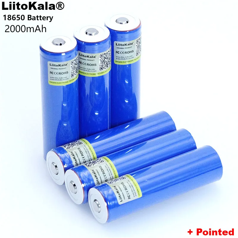 LiitoKala 18650 3,7 V 2000mA перезаряжаемый светильник на литиевой батарее, светильник-вспышка, светодиодный светильник на батарейках+ заостренный