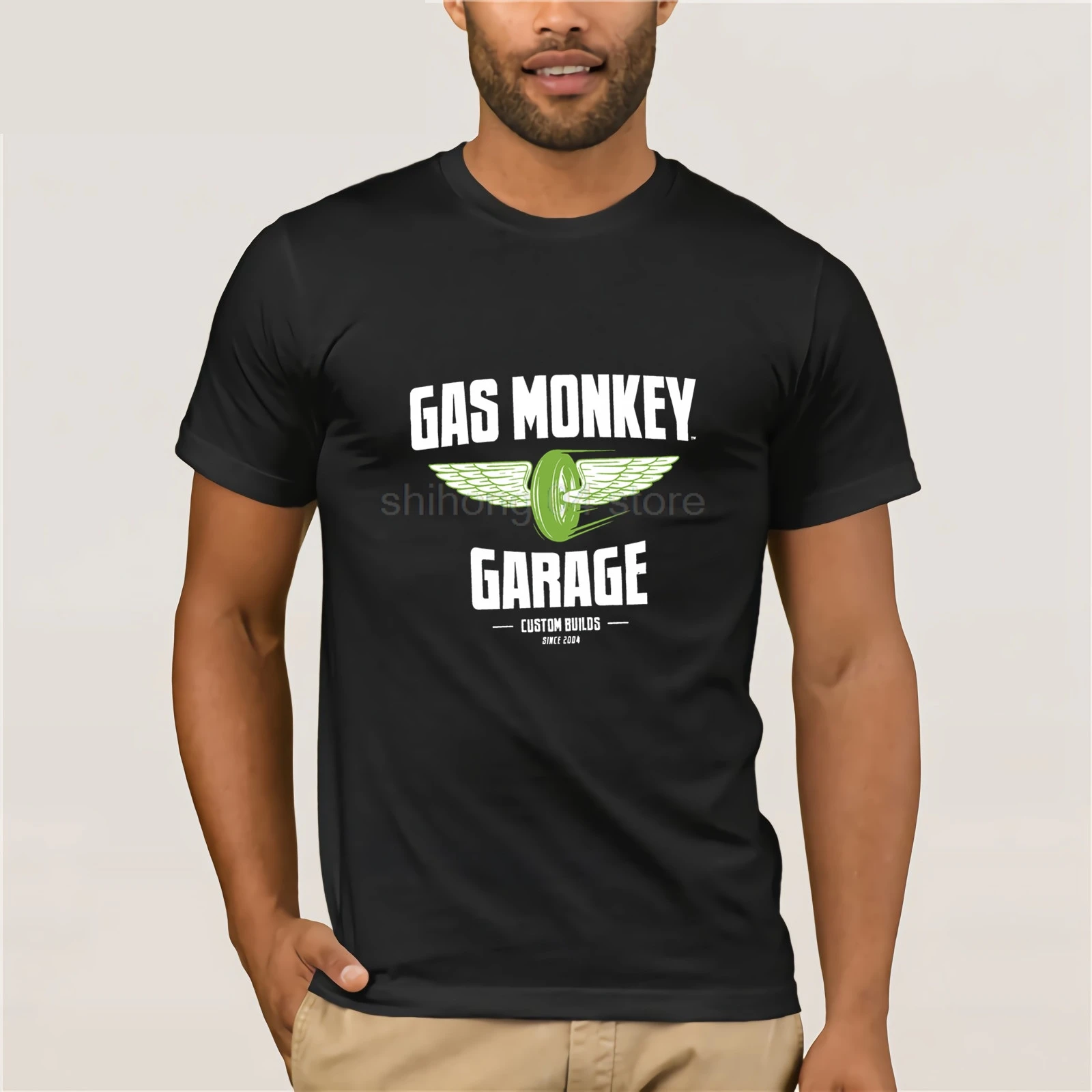 

Gas Speed Wheels Monkey Garage Fast N' Loud Black Mens T-shirt Men's Short Sleeve t-shirt 2019 Streetwear Tees