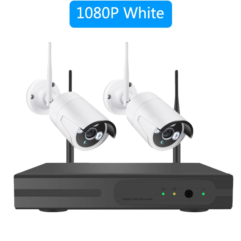 Беспроводной CCTV Системы 1080 P Аудио запись 2MP 4CH NVR Водонепроницаемый Открытый камера видеонаблюдения с WiFi Системы комплект видеонаблюдения - Цвет: 2CH 1080P White