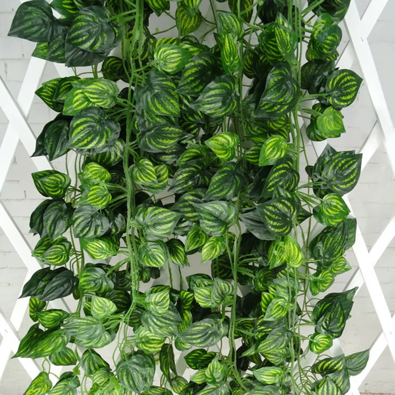 Artificial Grape Vine Leaves Leaf Ivy Leafy Vine Outdoor Nature Green Vivid Color Real Tree Leaf Wall Hanging Garden Decoration